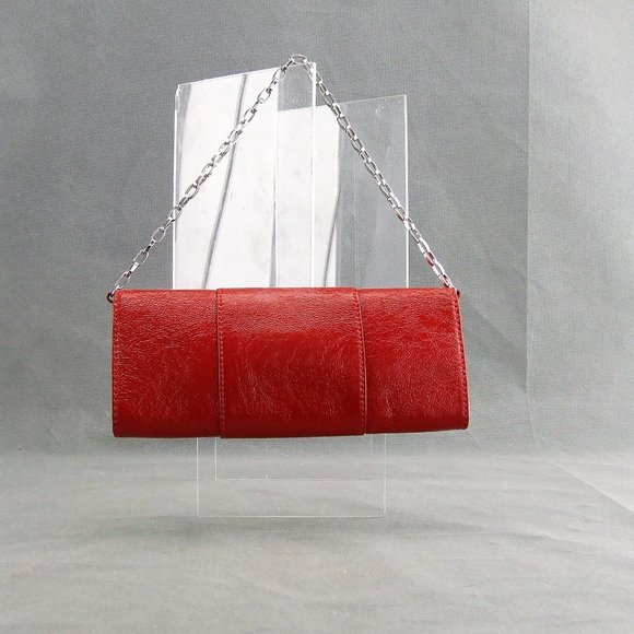 Banana Republic Leather Red Clutch or Shoulder Bag Purse - Picture 2 of 7